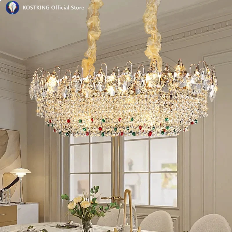 2026 الفرنسية كريستال الثريا الحديثة الراقية تركيبات إضاءة غرفة المعيشة كريمي نمط غرفة نوم رئيسية أضواء غرفة الطعام #4