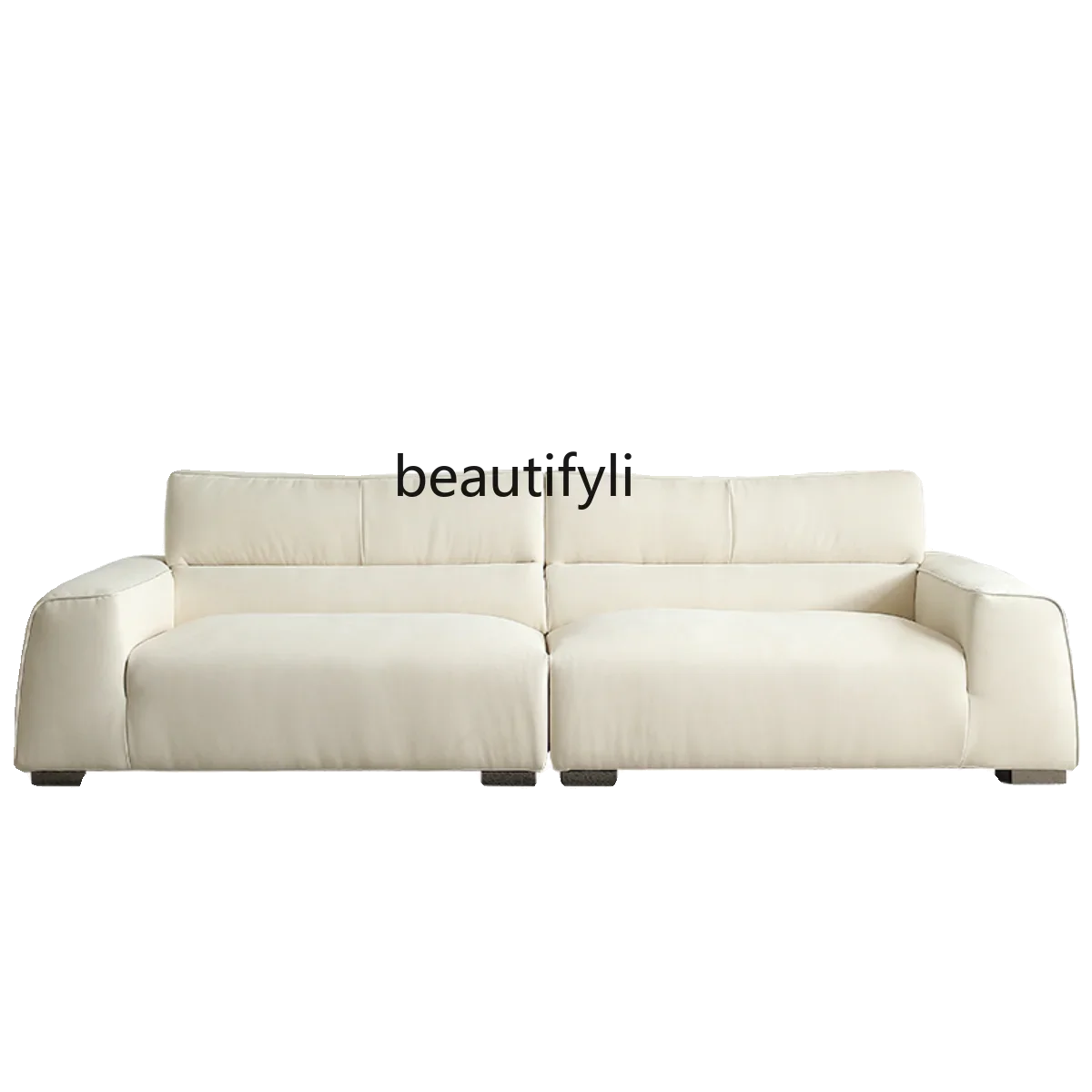 

High backrest fabric sofa, simple modern living room, straight row three-person matte cloth, wabi-sandy wind