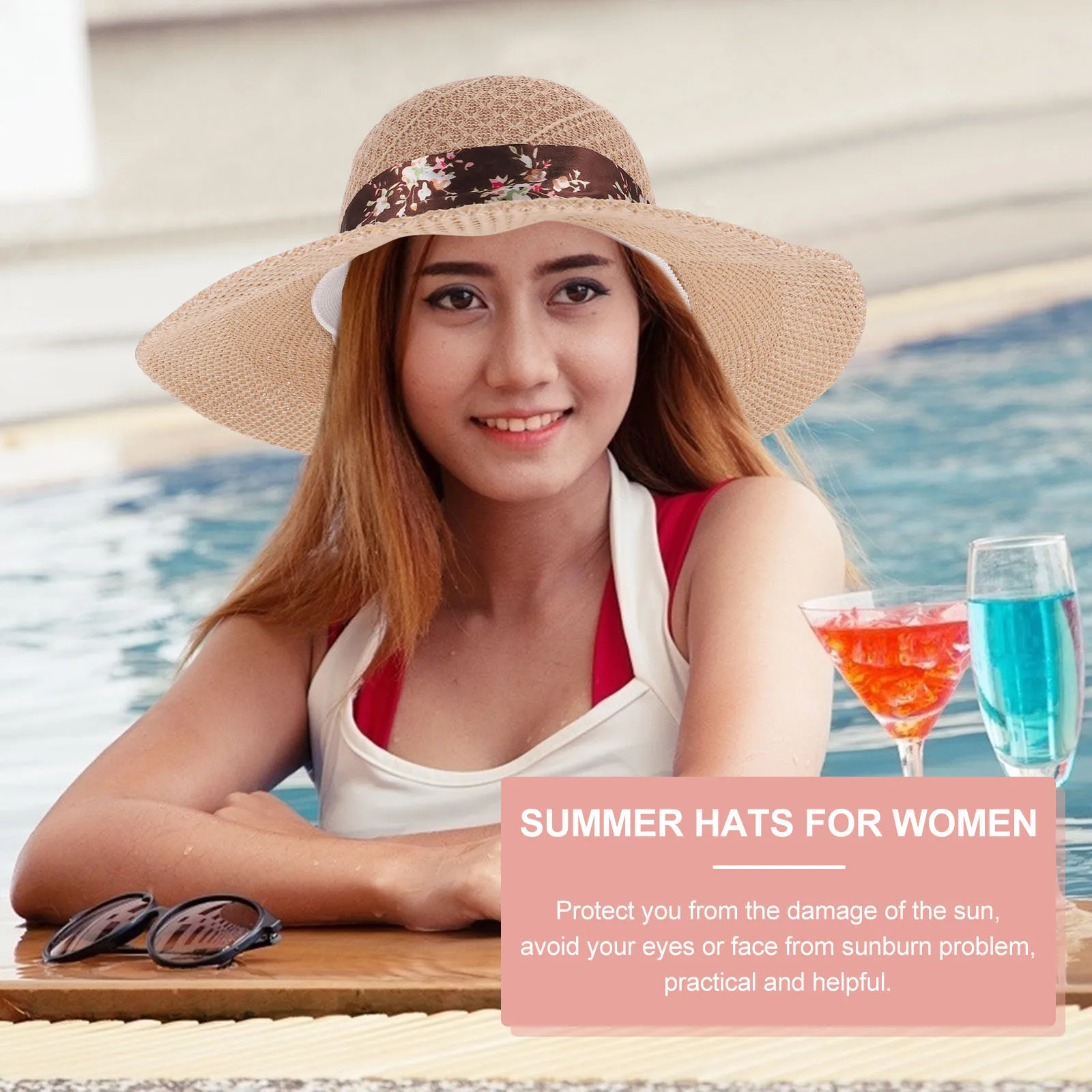 

Wide Brim Sun Hat Women Lightweight Summer Beach Hat Breathable Travel Cap With Bow Knot Sun Protection For Women Fashion