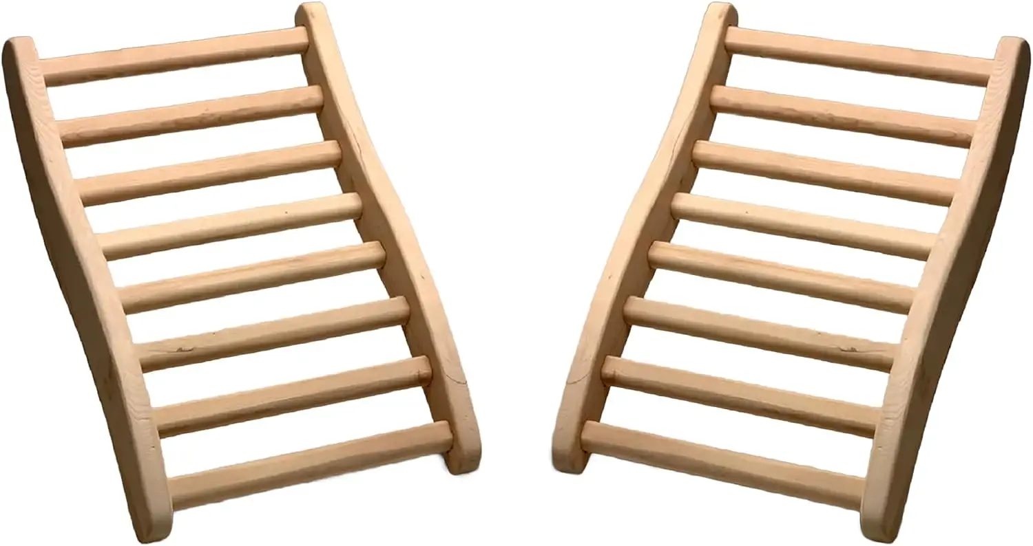 S-Shaped Sauna Backrest 2-Pack, Ergonomic Canadian Hemlock Wooden Lumbar Support for Infrared Saunas, Heat-Resistant & Portable