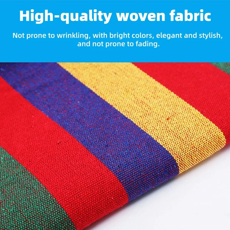 أرجوحة قماشية خارجية أرجوحة لشخص واحد أو مزدوج خطوط ملونة وعصا منحنية من البوليستر مضادة للانزلاق في الفناء الخلفي المريح #4