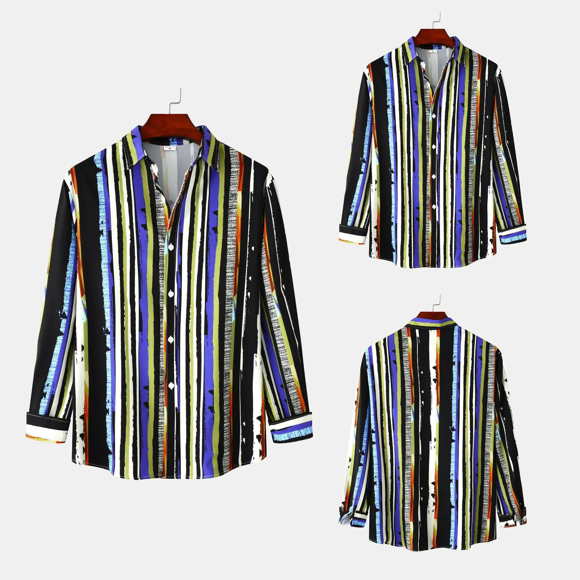 

Men's Long Sve Striped irt Collared Open Cardigan Casual Loose Fit Four Seasons Versatile Youthful Sle Autumn