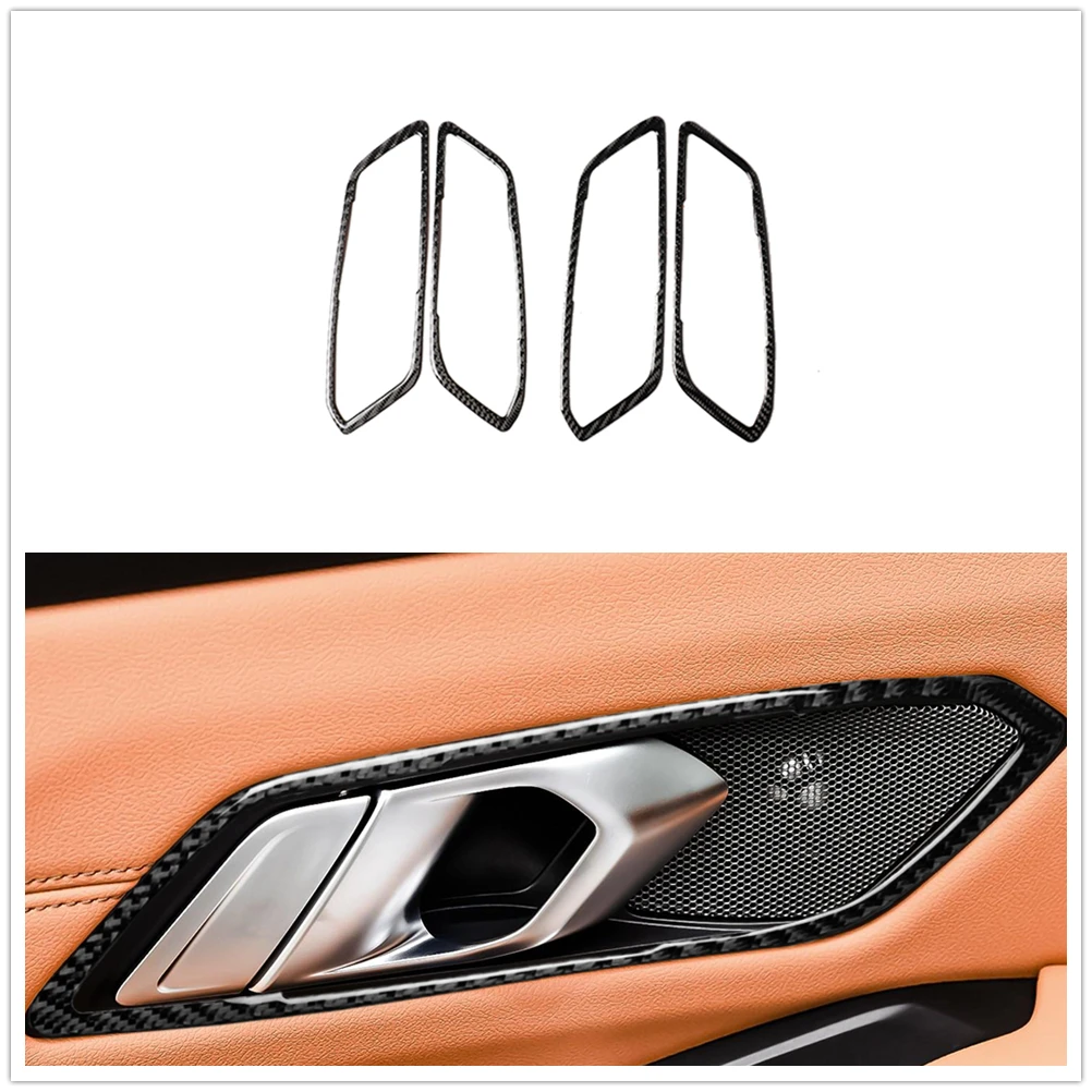 

4PCS Interior Door Handle Door Bowl Cover Trim Frame Sticker Carbon Fiber For BMW 3 Series G20 G28 325li 330d 335 2019 2020 2021