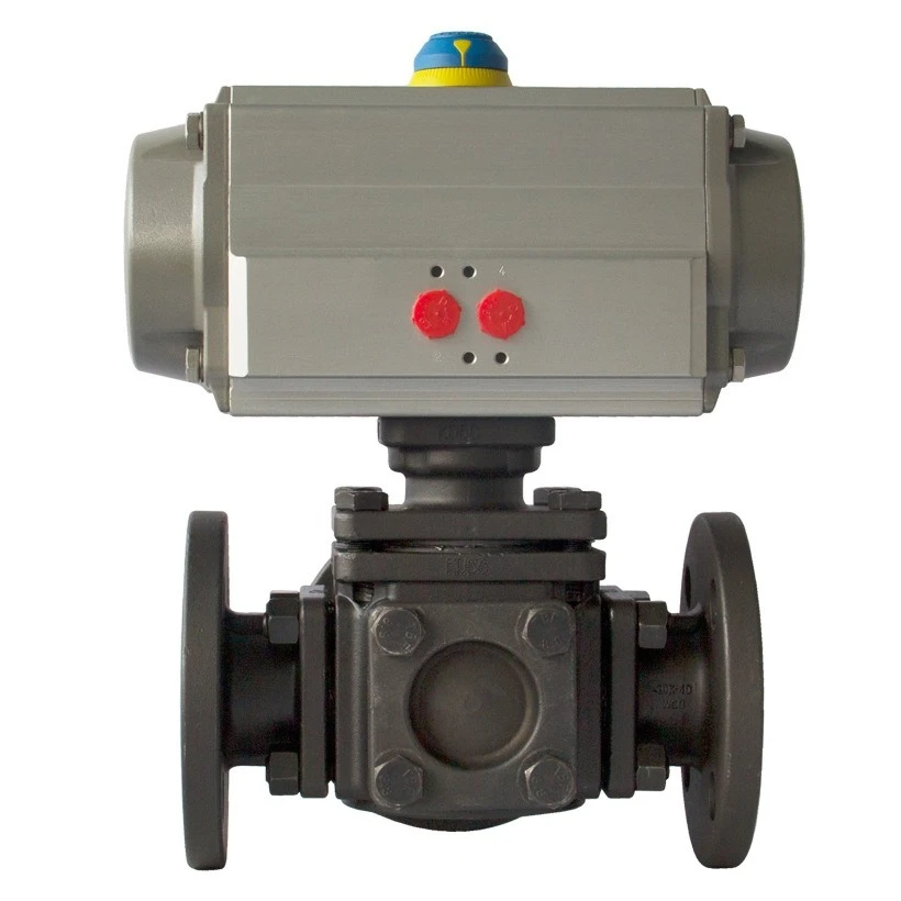 

Pneumatic carbon steel flanged ball valve L/T type high temperature steam directional valve