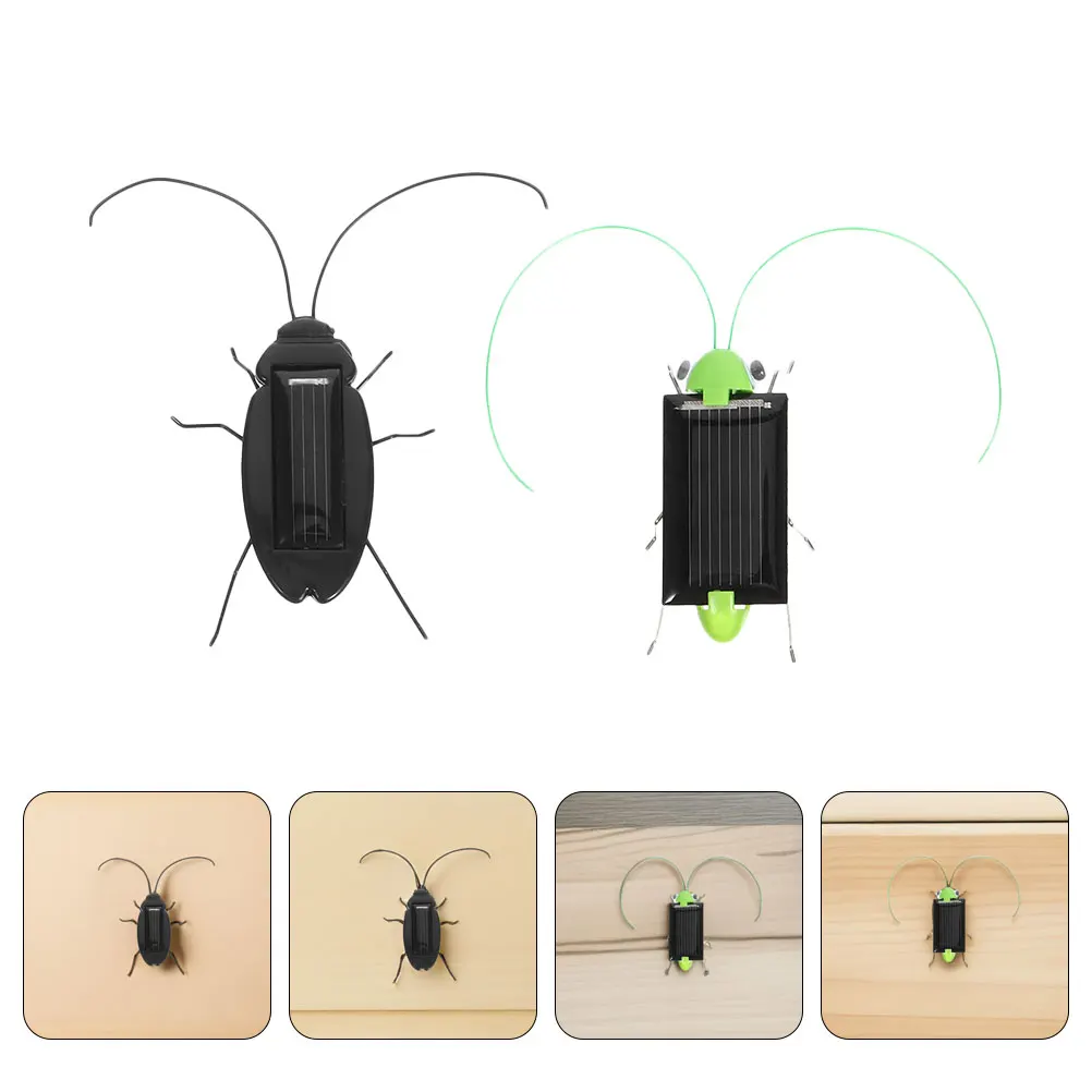 4 Stück solarbetriebene Insekten für Kinder, pädagogische Kakerlake, Outdoor-Indoor-Spiel, realistische Kunststoffwanze, Solarenergie, Wissenschaft