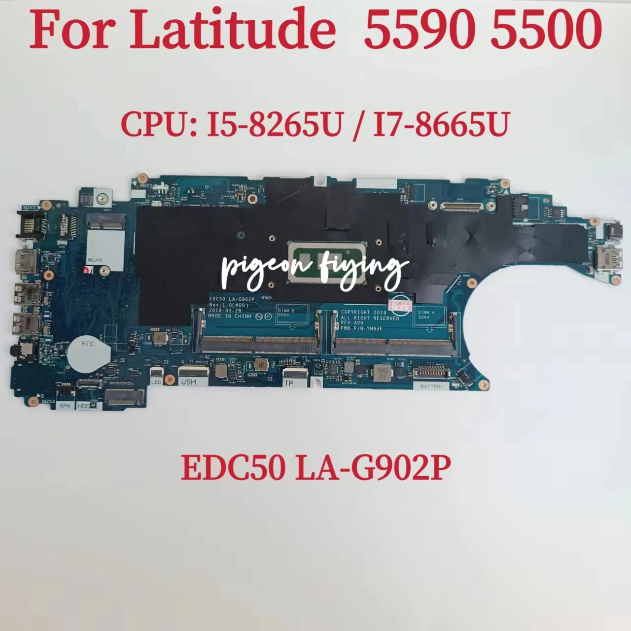 EDC50 LA-G902P Mainboard For Dell Latitude 5590 5500 Laptop Motherboard CPU: I5-8265U I7-8665U 100% Test OK