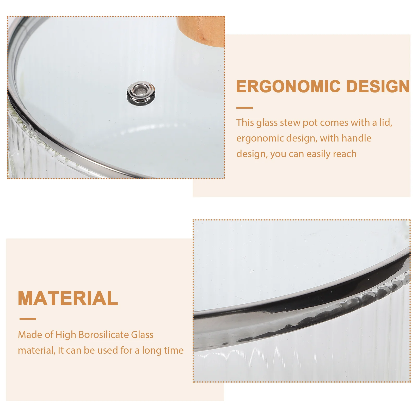 

Glass Stew Pot Thickened Borosilicate Glass Cooking Pot with Lid Double Handles for Stove Top Soup Milk Sauce Cooking Kitchen