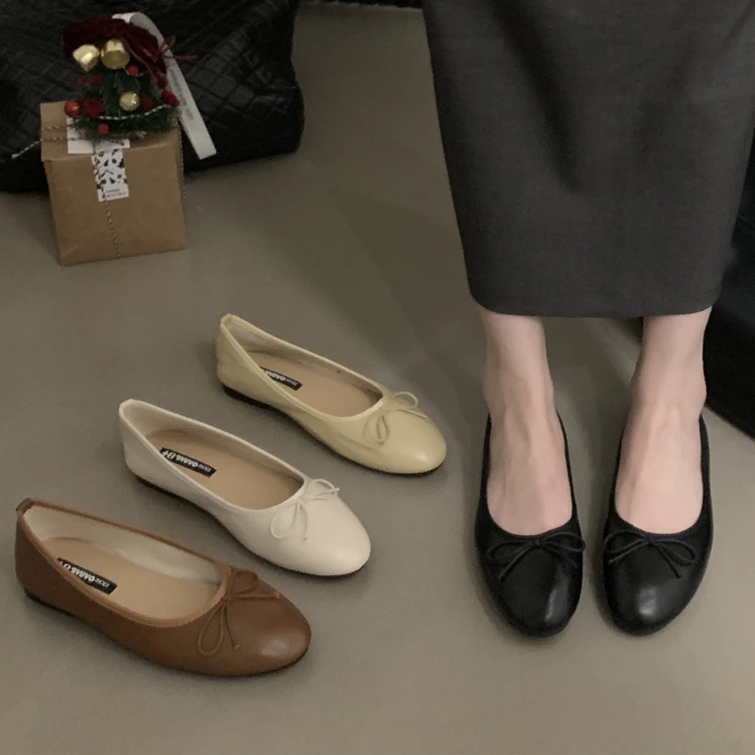 2024 New Spring Flats Ballerina Shoes Women Fashion Brand Round Toe Flat Ballet Shoes Female Casual Slip On Loafer Zapatos Mujer