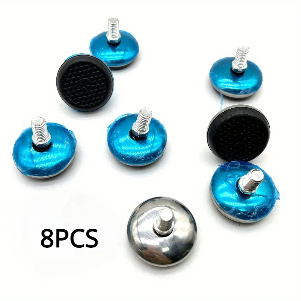 8pcs M8 Stainless Steel Furniture Levelers Stainless Steel Furniture Pads Black Iron Bottom Smooth Swing Screw Foot Pad