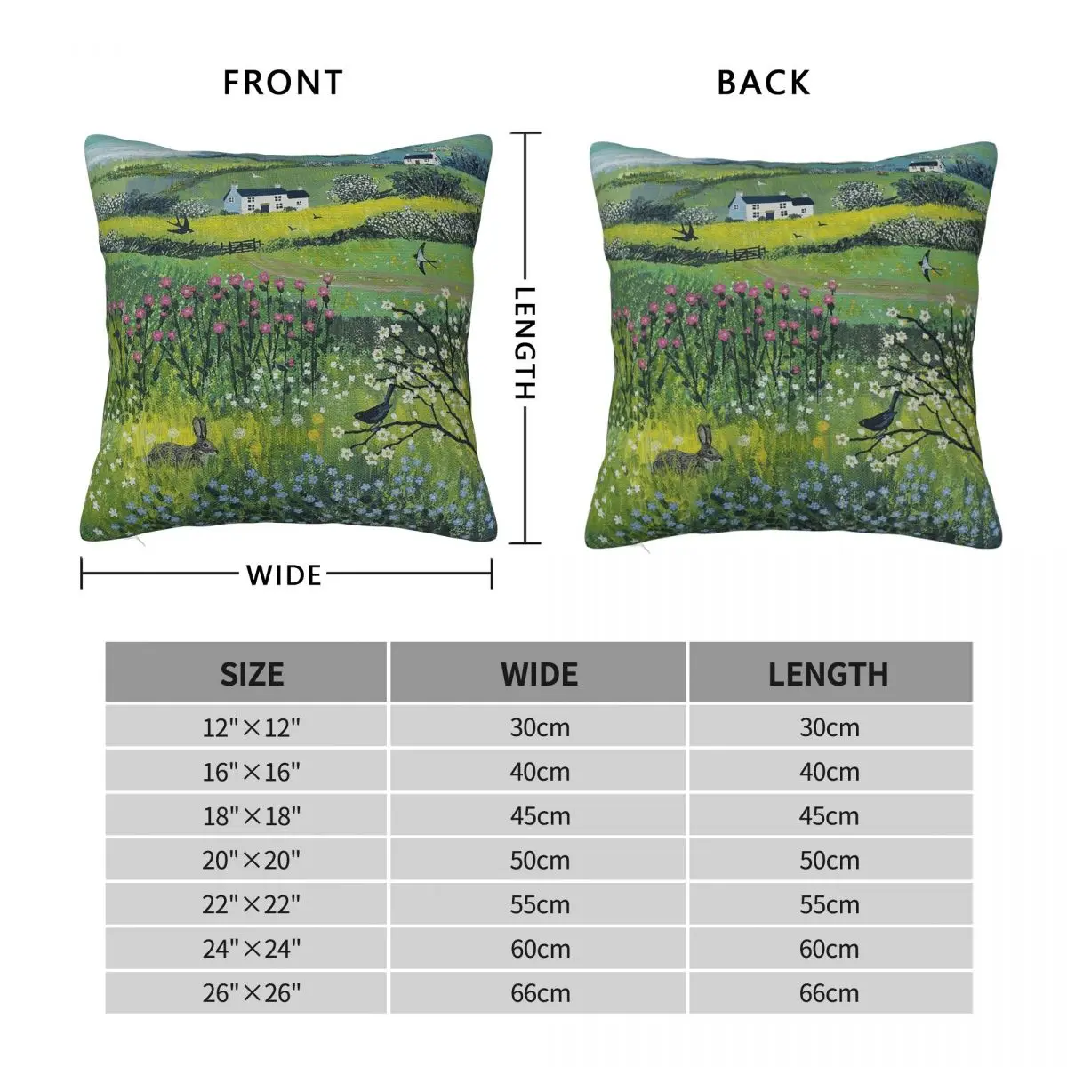 Nestled In The Meadow Square Pillowcase Polyester Linen Velvet Pattern Zip Decor Pillow Case Sofa Cushion Cover