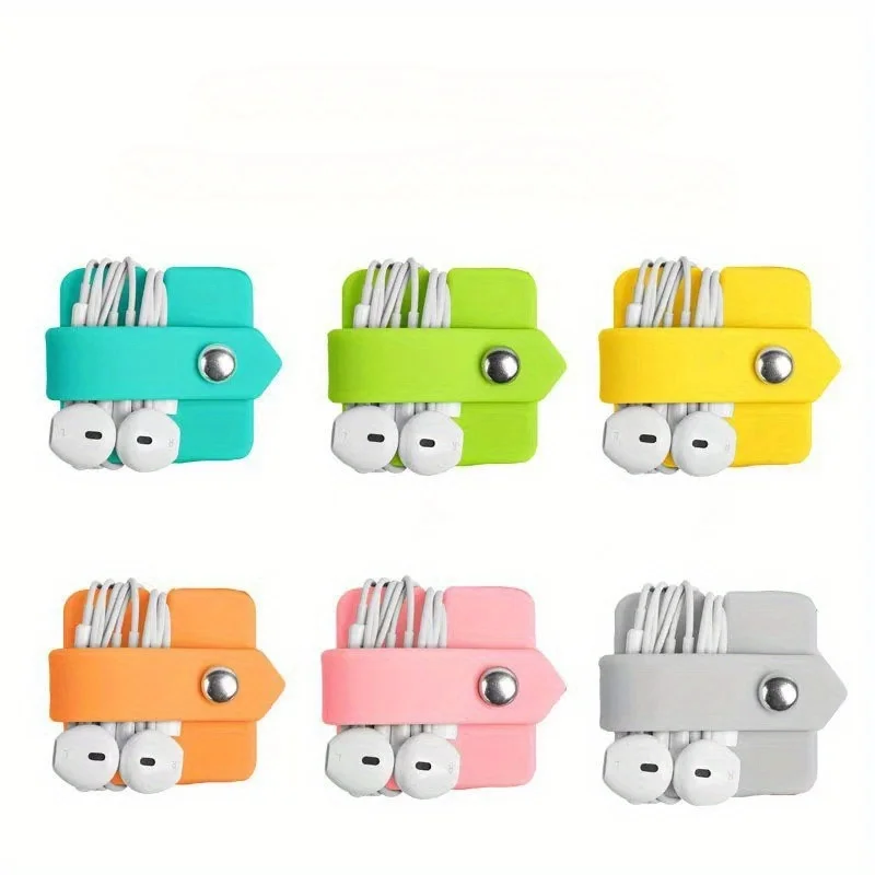 6Pcs Silicone Earphone Cord Twist Organizer Wire Winder For Earphones & Data Cables Battery-Free Non Electronic Cord Arrangement