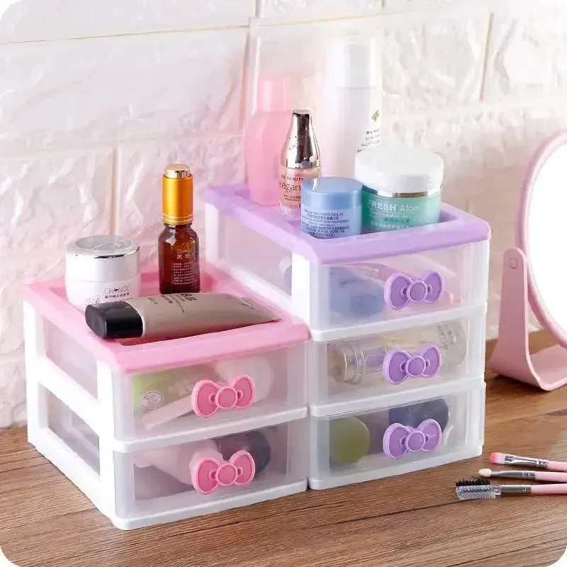 Small Jewelry Storage Box Drawer Type Plastic Office Desktop Storage Box Multi-layer Storage Cabinet Makeup Drawer Organizer