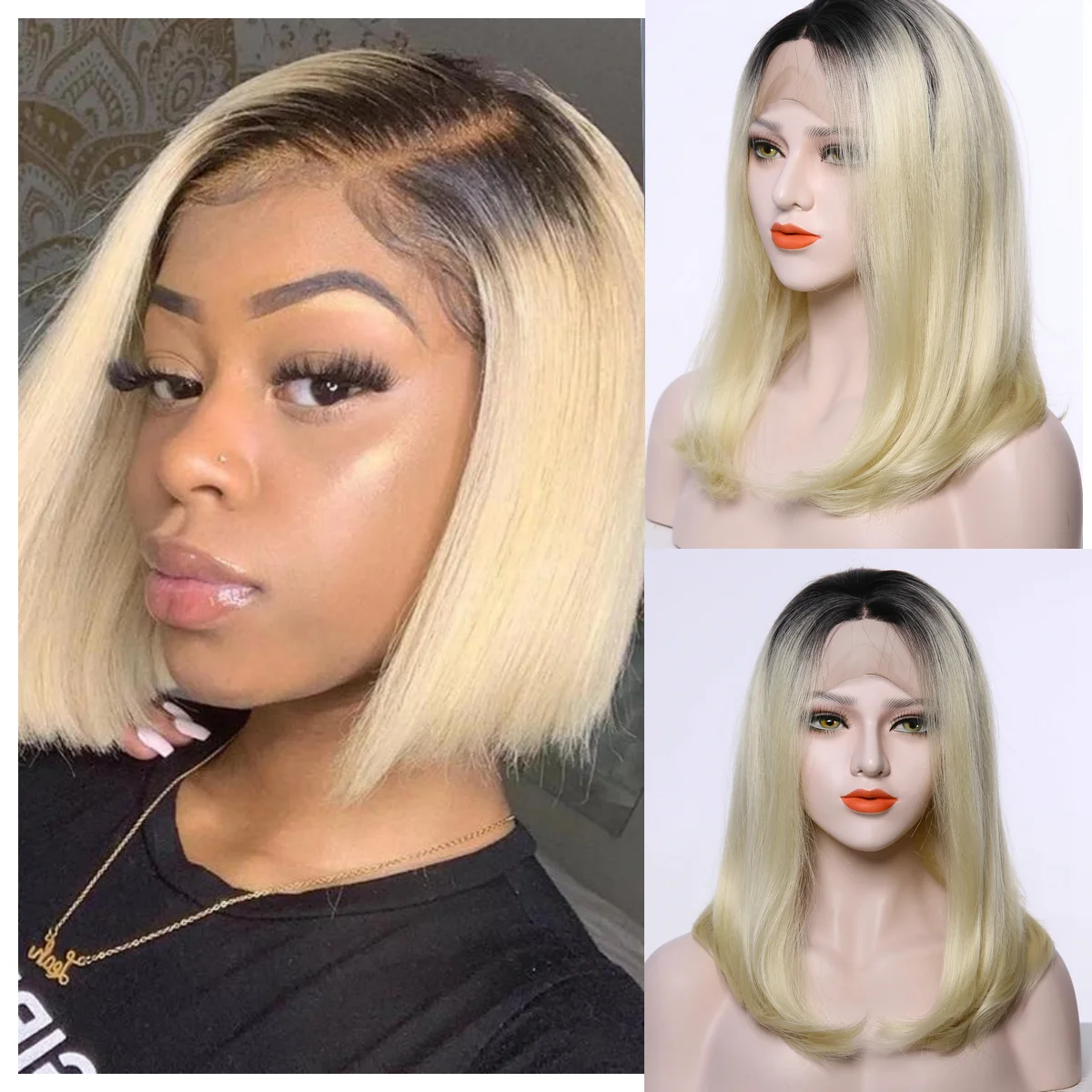 

Парик Синтетический с эффектом омбре, 13 х3, 5 дюймов