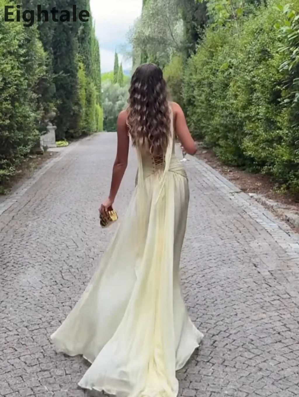 Eightale 2025 Sweetheart A Line Chiffon Maxi Evening Dress With Wrap Saudi Arabic Prom Dress Dubai Party Gown Customized image 3