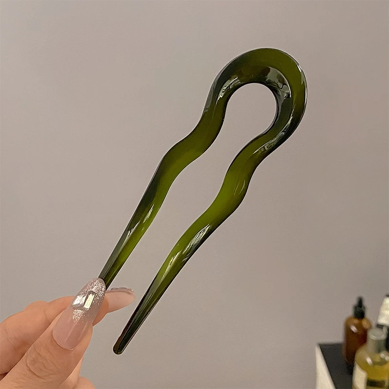 U자형 헤어 포크 패션 토터스쉘 아세테이트 헤어핀 기하학적 디자인 헤어 액세서리 여성 소녀용 신상 헤어 액세서리