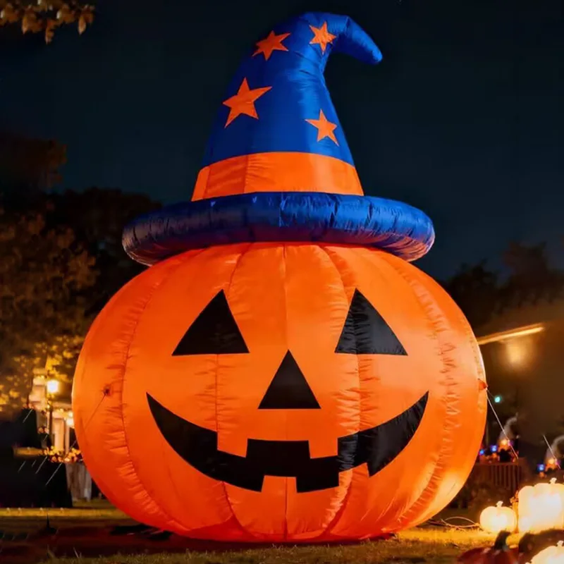 Citrouilles gonflables avec souffleurs, accessoires lumineux décoratifs pour événements carrés et centres commerciaux extérieurs sur la Journée d'Halloween