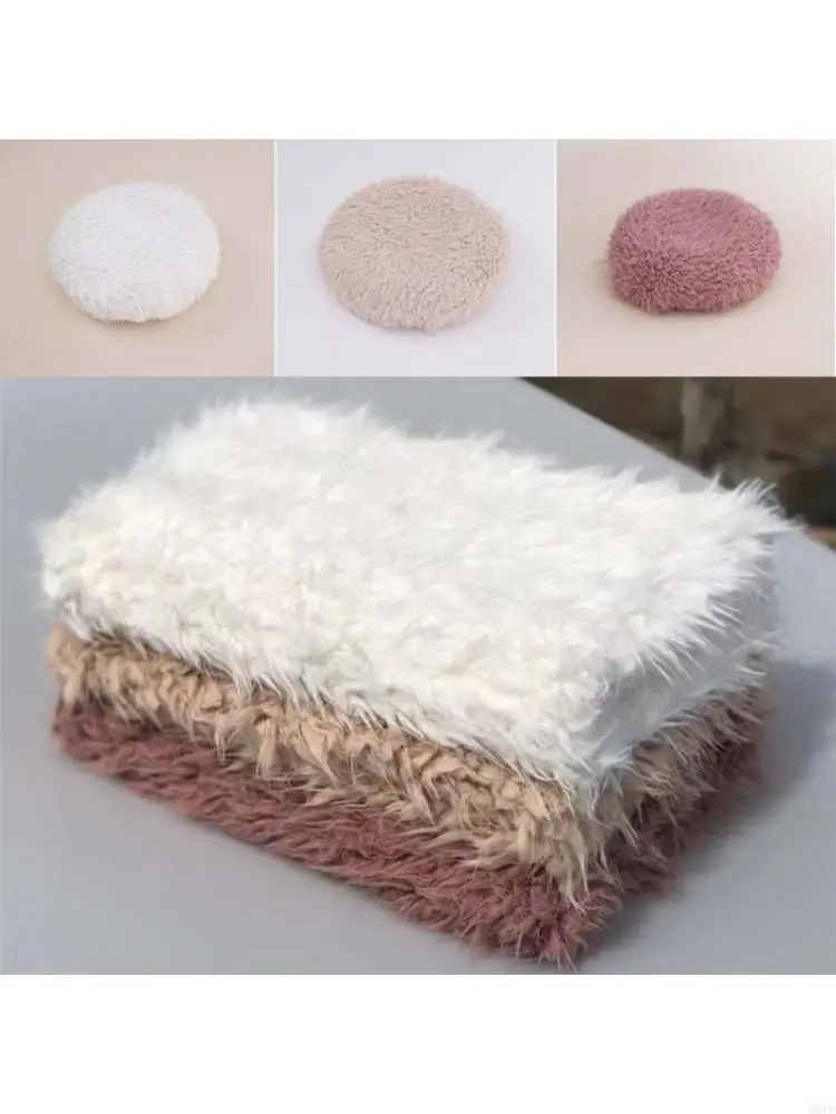 Puntelli per fotografia neonato Fondale per bambini Coperta in morbida pelliccia sintetica per neonati Accessori per sfondo per
