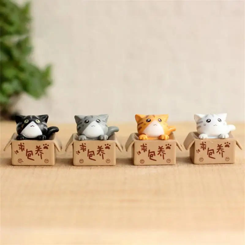 Kawaii Mini Kat Ornament Tuin kitten standbeeld Cadeau Voor Kinderen Kinderen Babykamer Decoratie Speelgoed Miniatuur Beeldjes