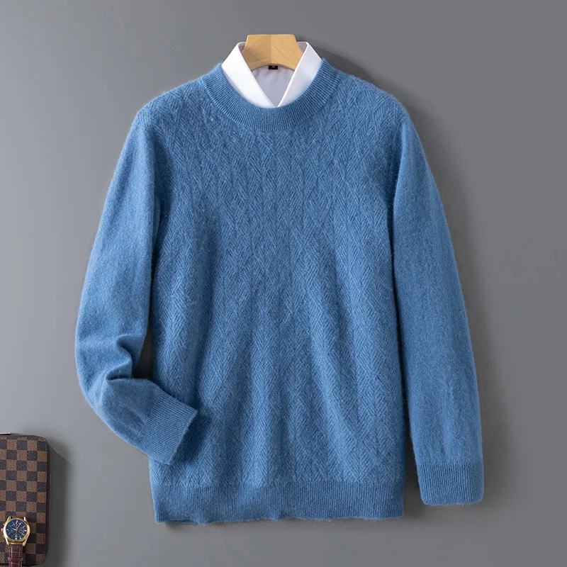 Little Diamond Fall/Winter new 100% Merino wool cashmere pullover Men's O-neck pullover warm bottom knit shirt top