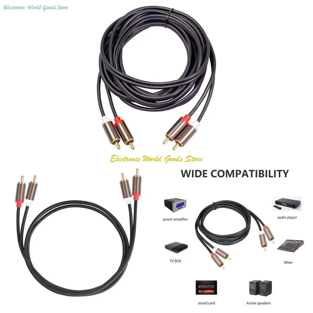 

A3PD Multiple Length 2RCA Cable 2RCA to 2RCA Splitter Cord Male to Male Aux Wire Line for Home Theater Speaker