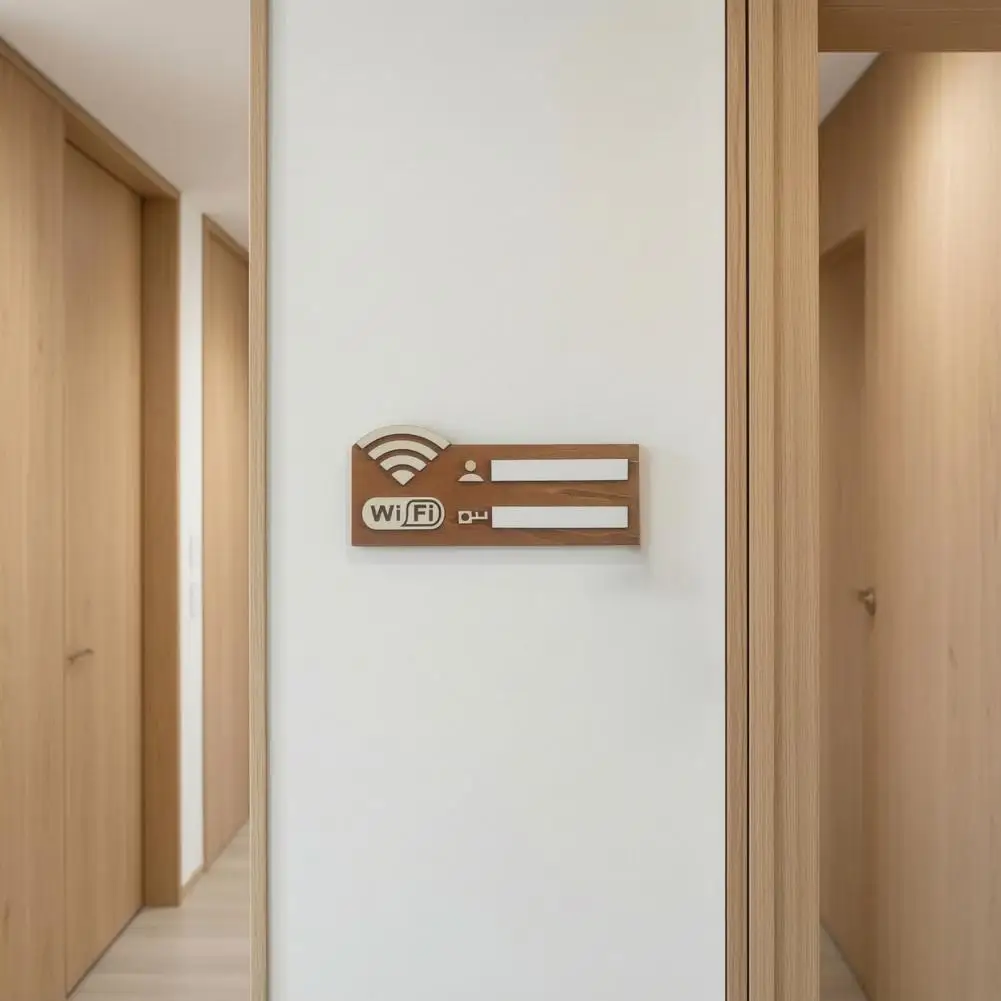 Rustic Wooden WiFi Password Sign Wall Hanging Decoration Writable Wireless Network Sign for Restaurant Coffee Bar Entryway
