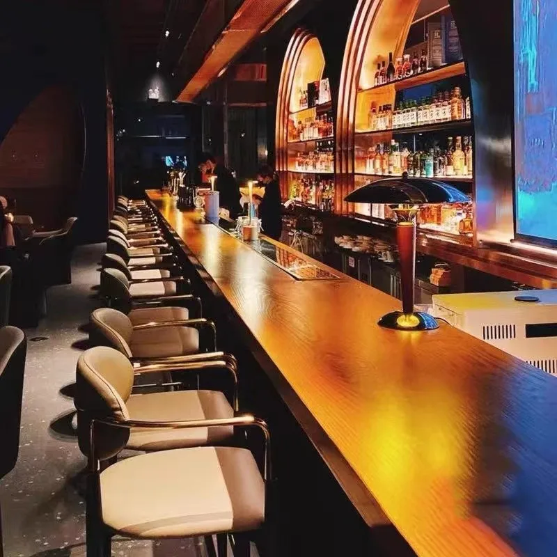 #Baoning Customized Light Luxury Metal High-Back Bar Stools For Commercial Use Cross-Border Sales
