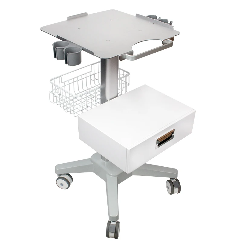 Medical Crash Cart with Wheels Modern Design Hospital Trolley for Ultrasound Machine Aluminum & ABS Material for Outdoor Use