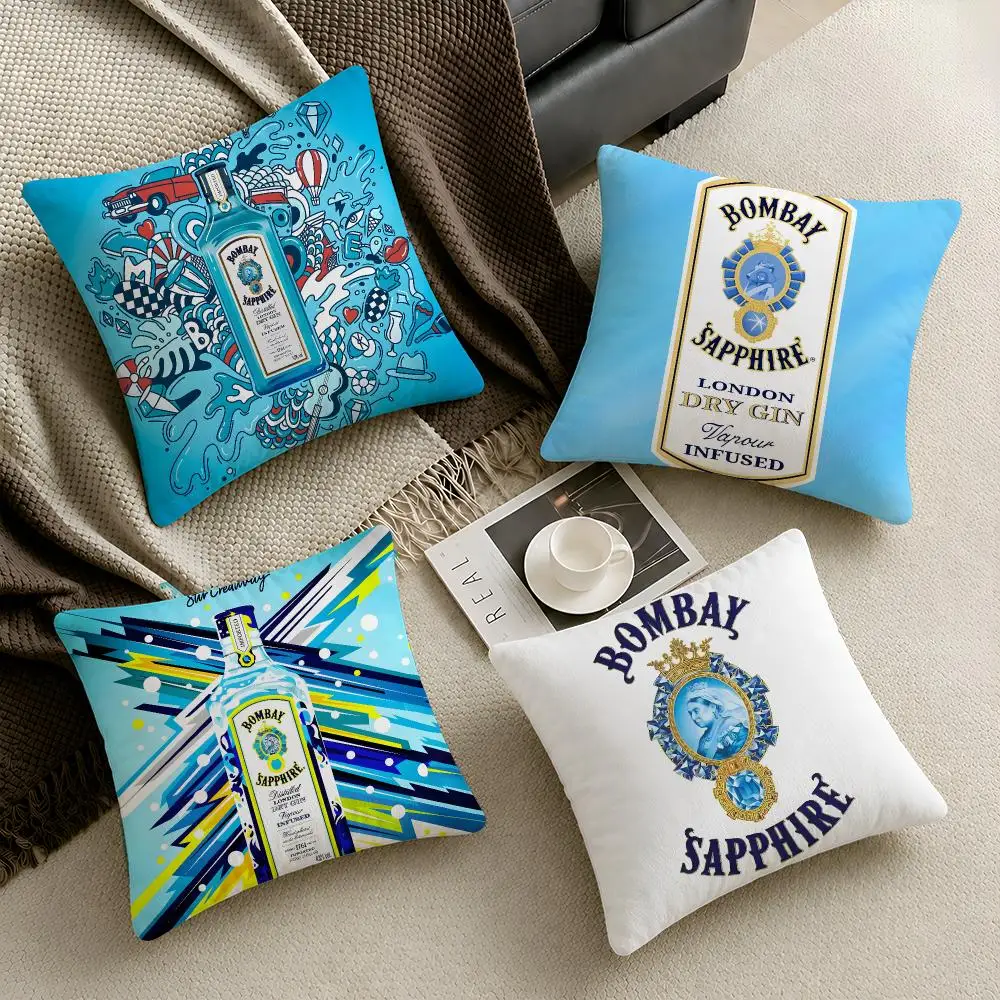 Gin B-Bombay S-Sapphire Cushion Cover  Throw Pillow Soft Short Plush Cozy Durable Colorfast For Sofa Bedroom Home Decor Gift