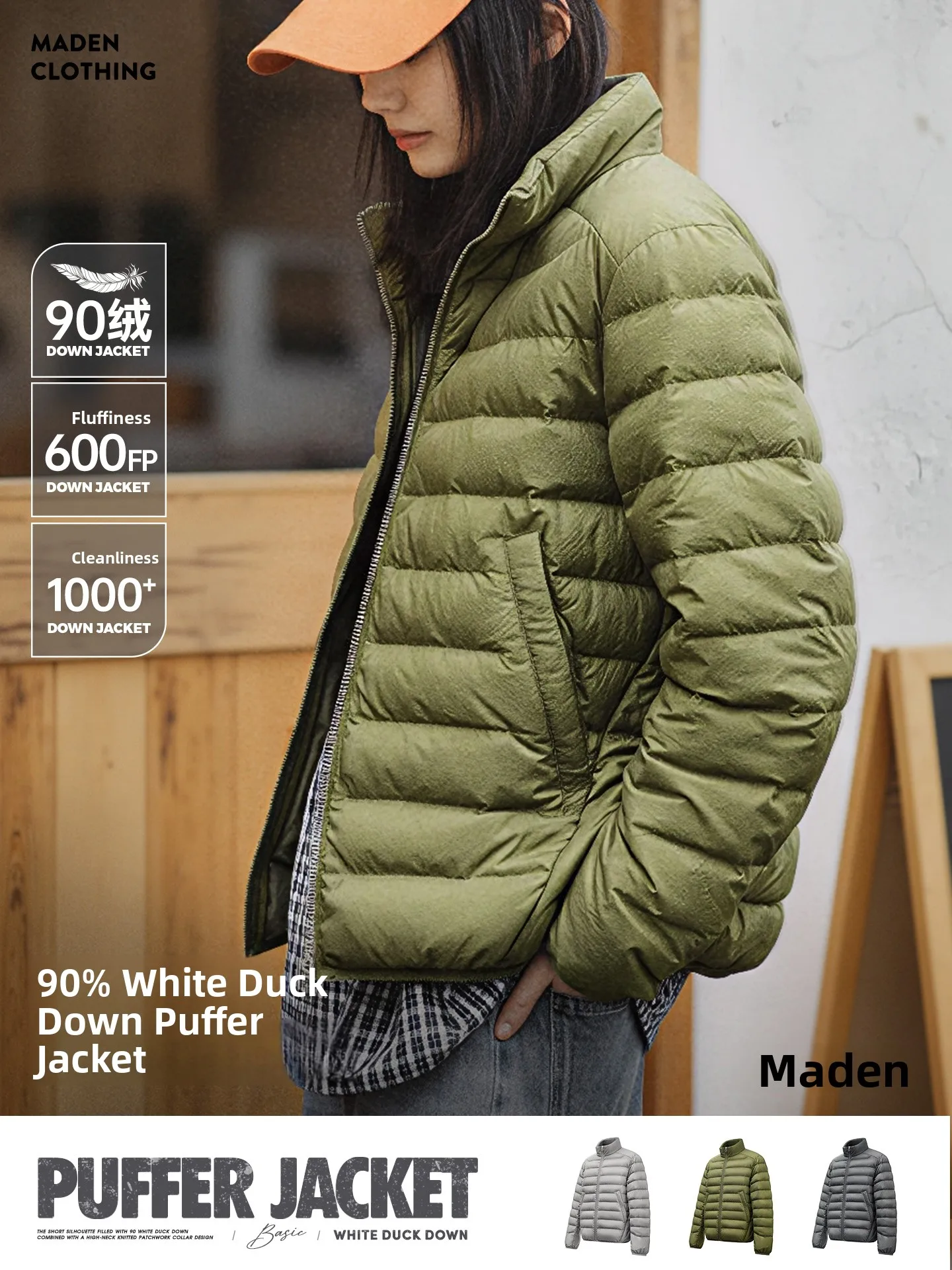 Maden 90% branco du down ultra leve acolchoado jaet núcleo interno calor feminino sle ajuste regular commute faion