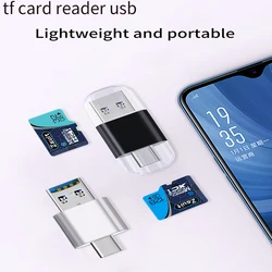New Metal Mini TF Card Reade USB 2.0 2NI 1 Type-C Adapter for Phone/PC External meiMemory Card Readers Small SD Card Reader USB