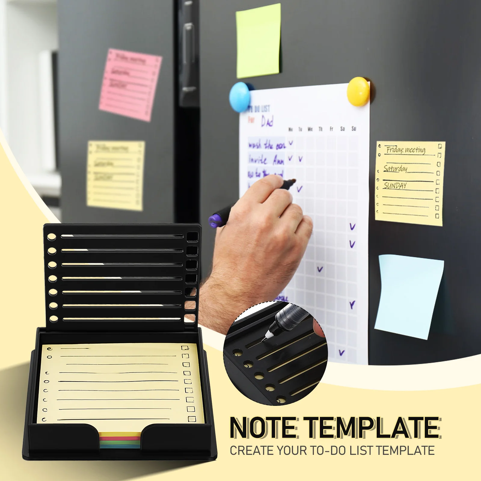Post-it Notitie Sjabloon Desktop Sticky Notepad Houder Creatieve Notitie Papier Dispenser Label Met Sjabloon Notities Sjabloon Kantoor Notities
