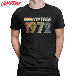 Vintage 1972 50th Birthday Gift T-Shirt for Men Pure Cotton T Shirt Dad Father 50 Years Old Short Sleeve Tees Printing Clothing