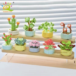 HUIQIBAO Flower Succulents Building Blocks Everlasting Flower Bonsai Tree Gardens Romantic Bricks DIY Potted Plants Kids Toys