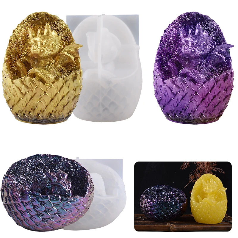 Mini Dinosaur Baby Egg Shape Silicone Mold Oval Irregular Dragon Pattern With Little Dragon Egg Epoxy Resin Mold DIY Gift Kids