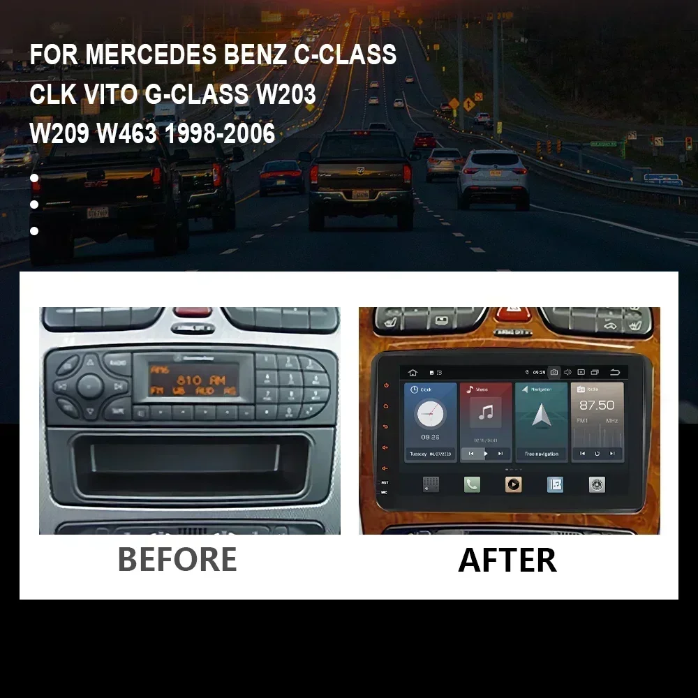 CHSTEK DVD Car Radio Android 14 For Mercedes Benz CLK G/C-Class W209 W203 W463 W639 C209 Vito Viano Carplay Multimedia Player