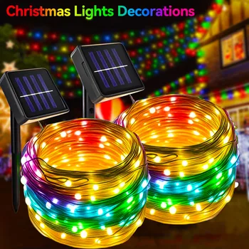 Christmas Outdoor Solar String Lights LED Flashing Fairy Lights DIY Shape Design Garden…