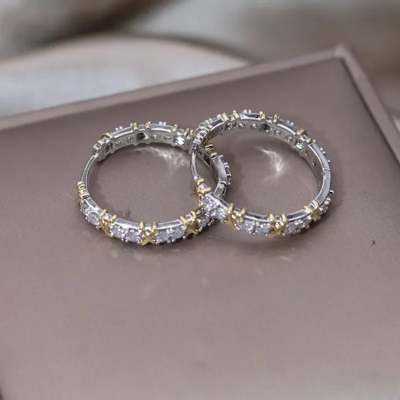 Korea's New Design Fashion Jewelry Zircon Contrast Cross hoop Earrings Elegant Women's Daily Work Accessories