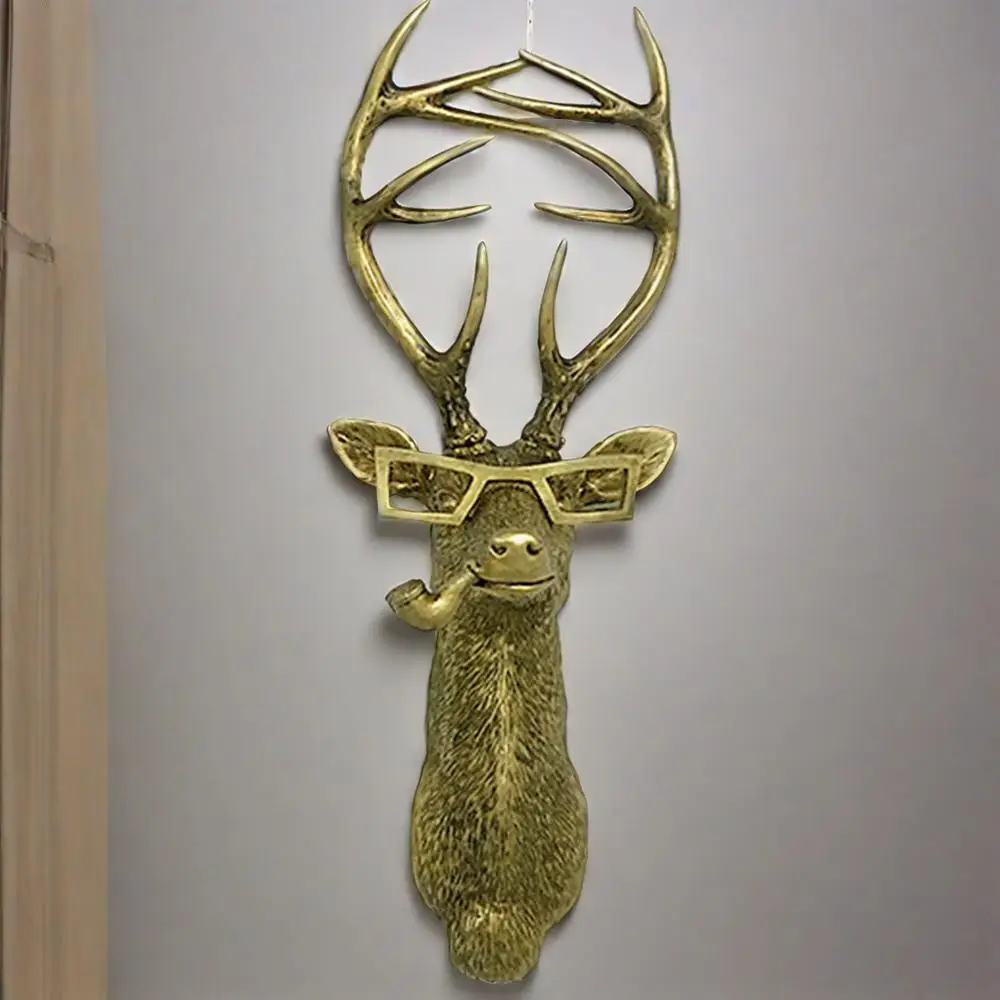 نظارات على شكل رأس غزال للتعليق على الحائط من البرونز المقلد لتزيين الحائط على شكل حيوانات مناسبة لغرفة المعيشة وغرفة النوم ومدفأة المكتب