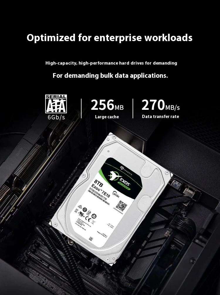 ST8000NM017B Seagate Exos 7E10 8 تيرابايت 7.2K SATA 6 جيجابايت/ثانية 256 ميجابايت 8.9 سم محرك الأقراص الصلبة الداخلي