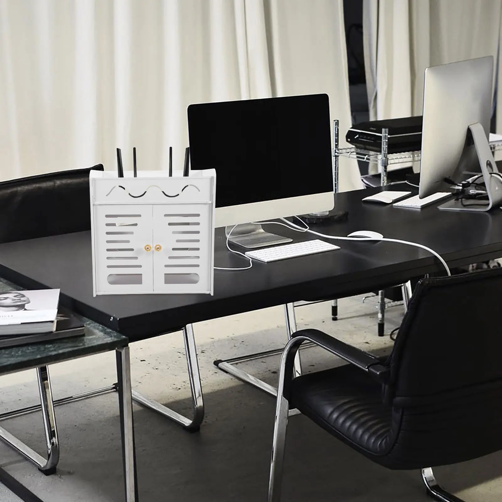 Kunststoff 4-Schicht Router Lagerung Box Doppel Tür Hohl Kabel Fall Organizer Power Streifen Halter Router Lagerung Rack hause Büro