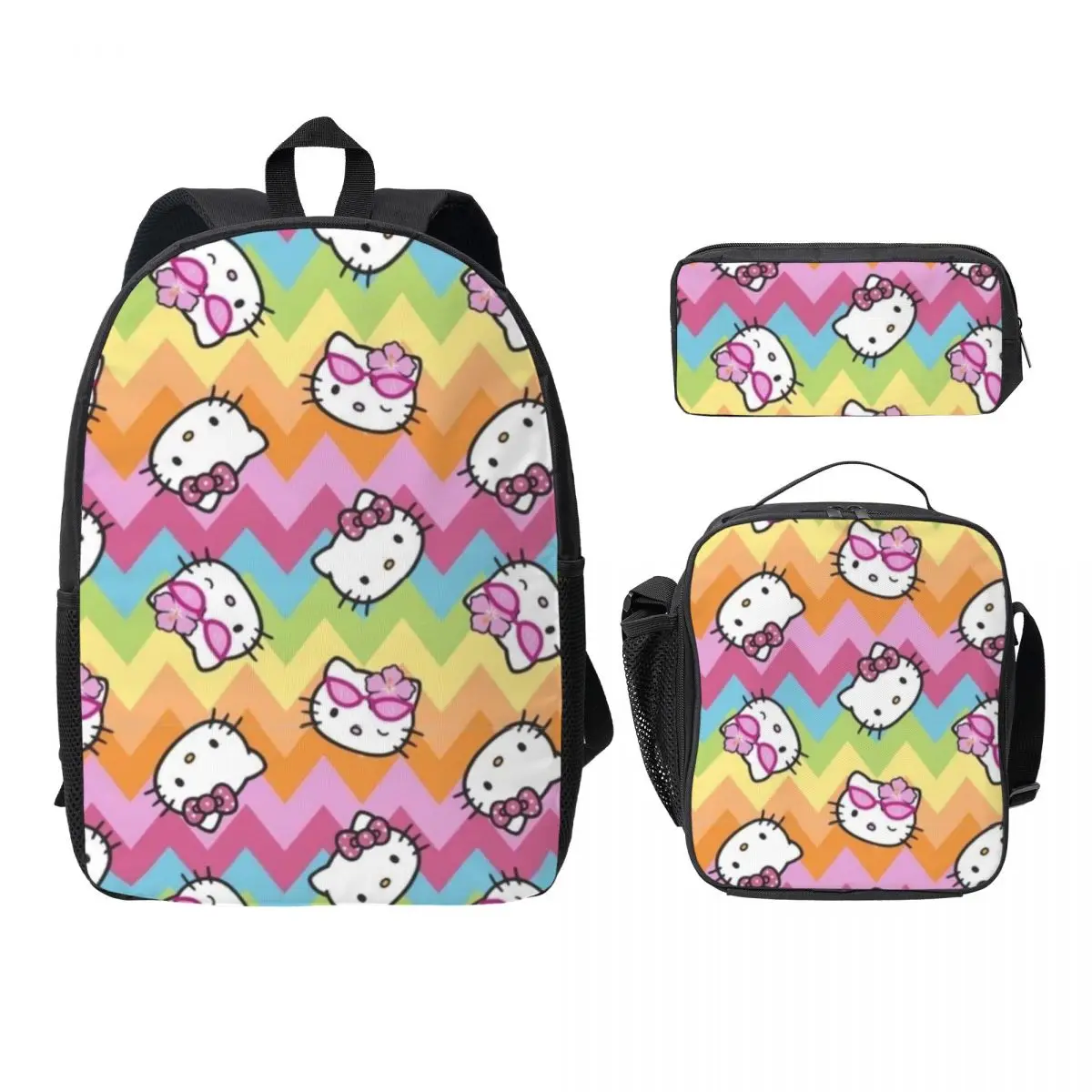 

Hello Kitty 17-Inch School Backpack with Insulated Lunch Bag and Pen Case Perfect All-in-One Set for Daily Use