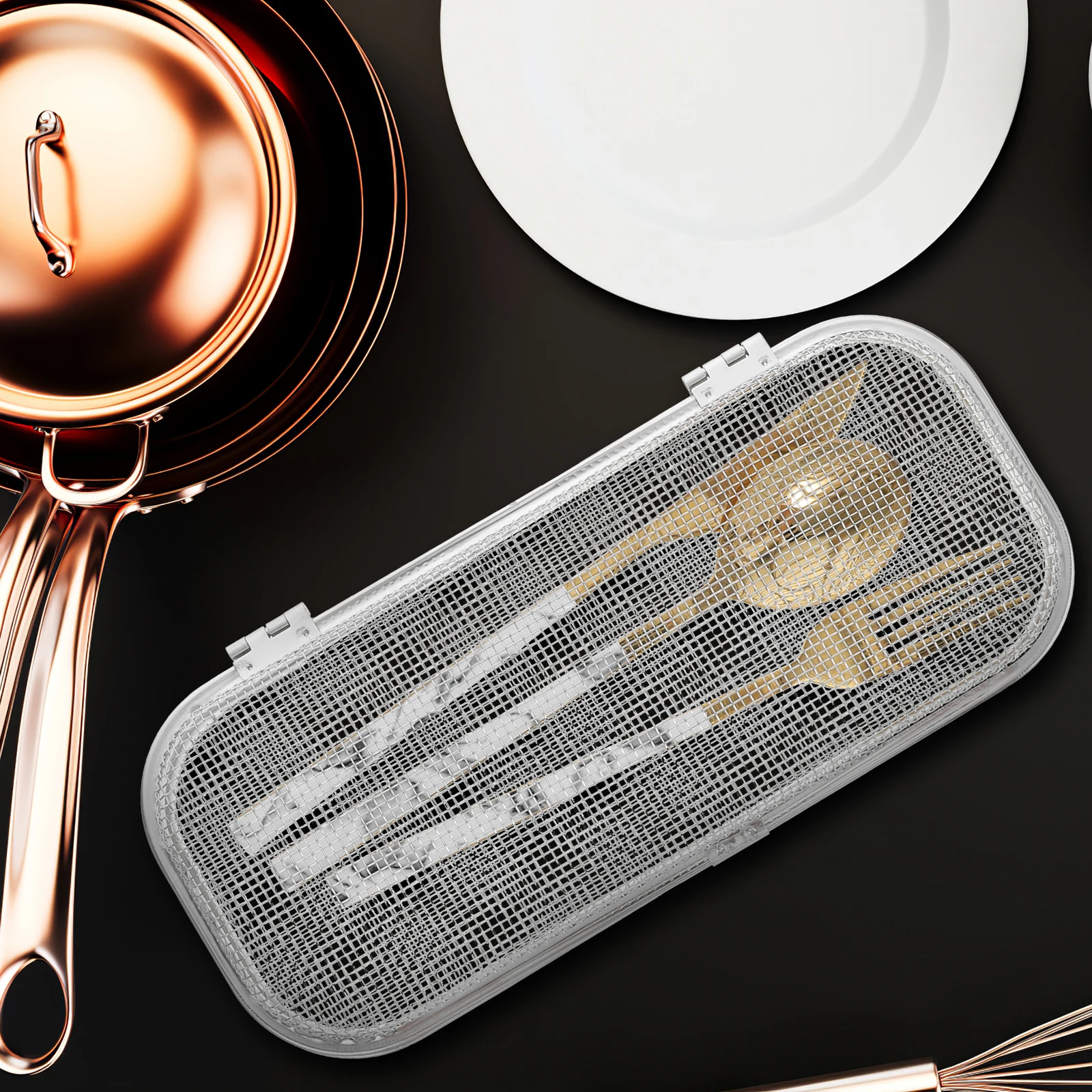 

Dishwasher Storage Basket 304 Stainless Steel Cutlery Holder Mesh Design for Utensils Chopsticks Home Restaurant Use