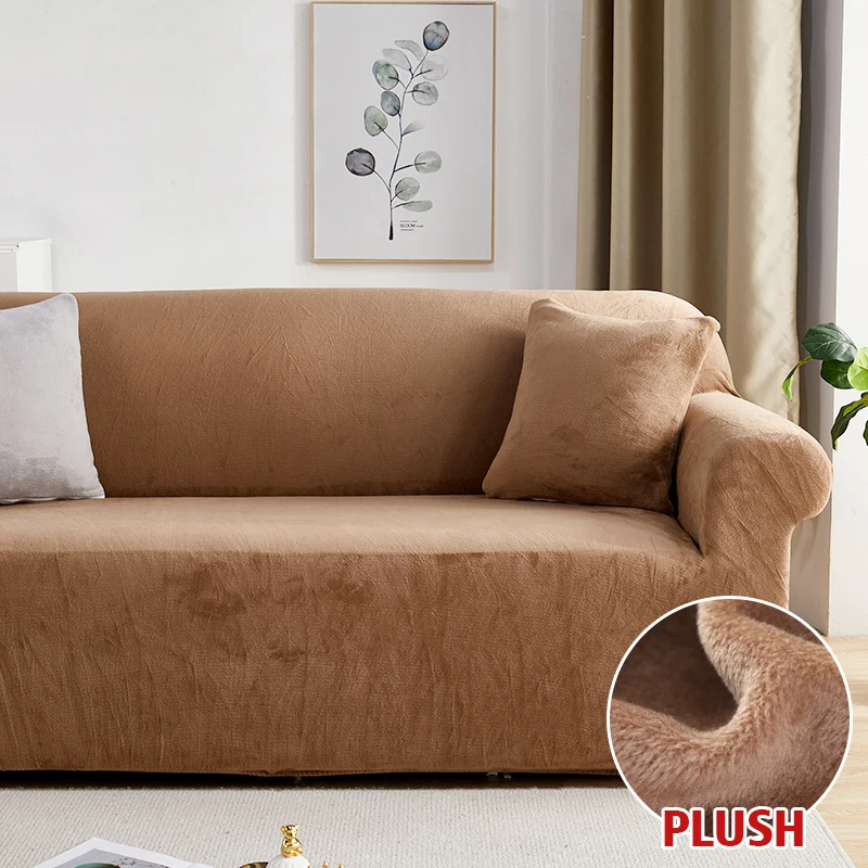 Plush Fabric Sofa Covers for Living Room 1/2/3/4 Seats Elastic Stretch Couch Cover L Shaped Sofa Slipcover Furniture Protector