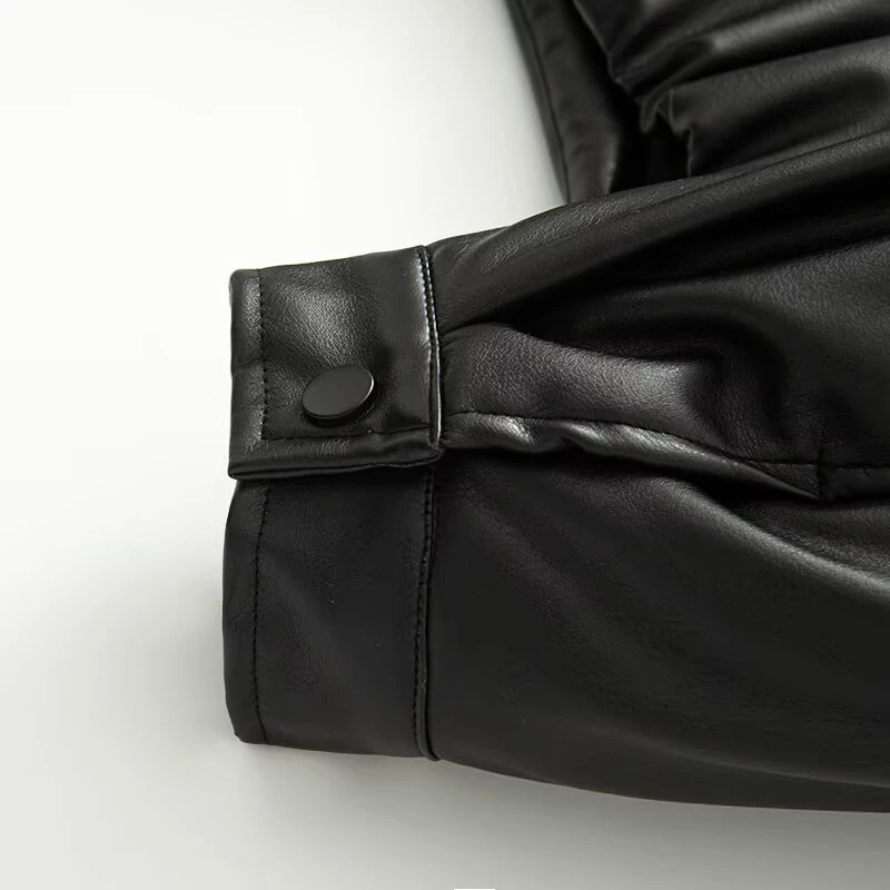 KEYANKETIAN Winter New Women's Loose High Neck Single Breasted Side Pocket With Cotton Faux Leather Pilot Jacket Women Coat