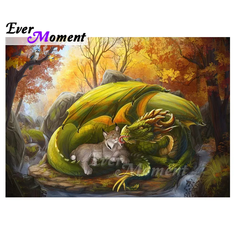 

Dragon Cat Forest Picture Of Rhinestone Diamond Embroidery Ever Moment Diamond Painting 5D DIY Full Square Beadwork ASF1839