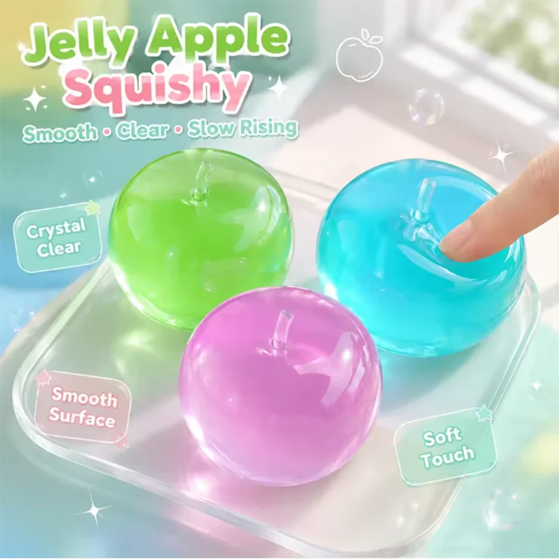 Green Apple Maltose Squishy Toys Slow Rising Anti Stress Sensory Fidgets Toy Soft Simulated Transparent Decompression Toy
