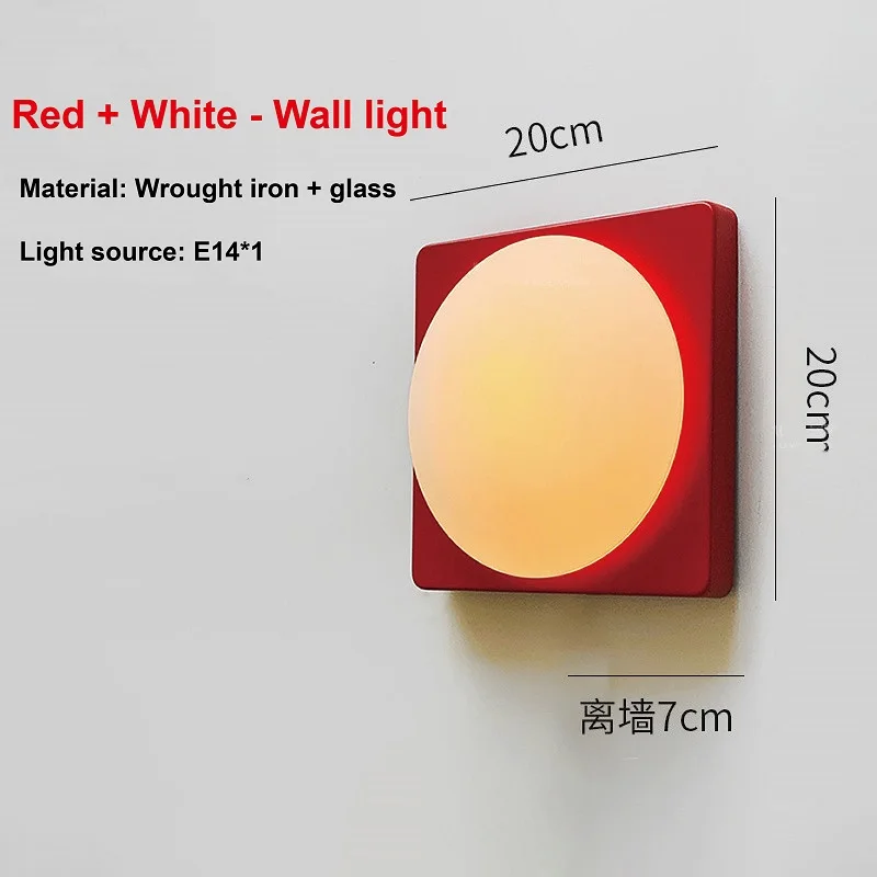 Classic Red Square Wall Lamp Retro Ambient Light Hallway Staircase Bedroom Bedside Decorative Lamp