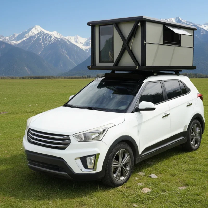 KQX Hochwertiges Aluminium Offroad Hartschalen-Dachzelt Wasserdichtes Elektrisches Liftsystem 1-2 Personen Kapazität Camping