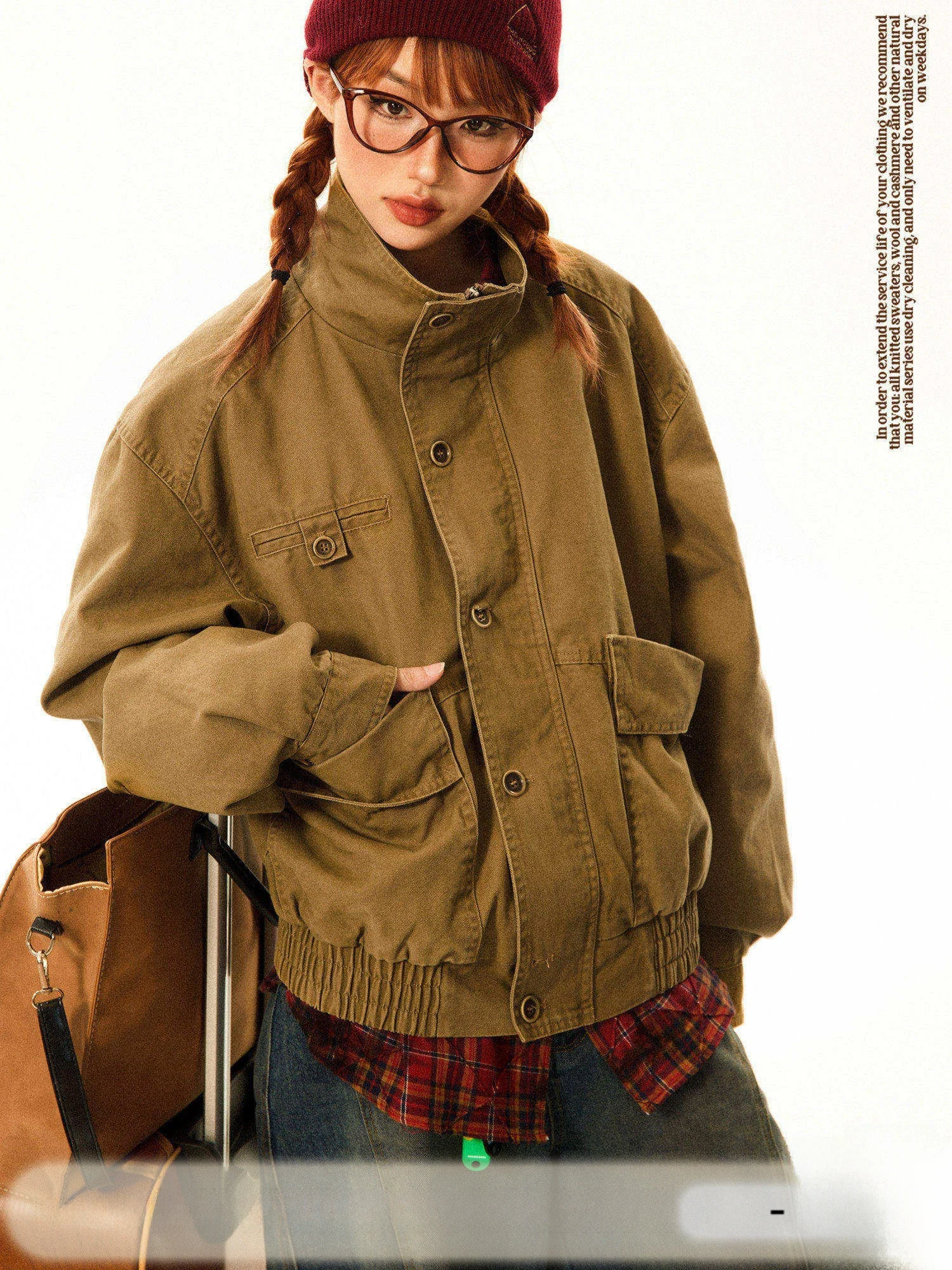 

Young Stage American Retro Barn Sle Спецодежда Jaet Женское свободное универсальное пальто с воротником-стойкой Harrington Осень-зима