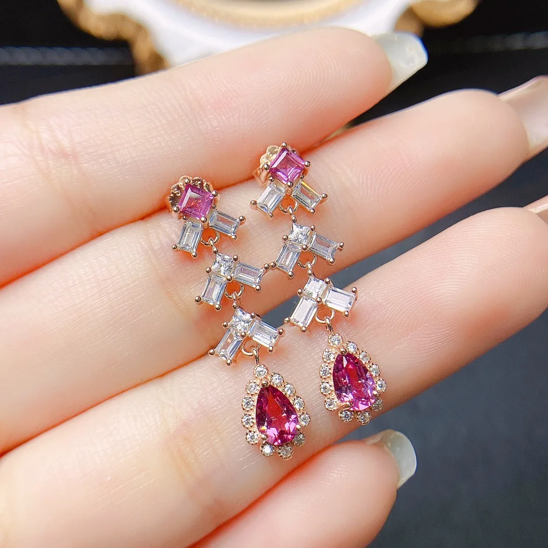 

Женские серьги из серебра 925 пробы с натуральным гранатом, 4 Х5